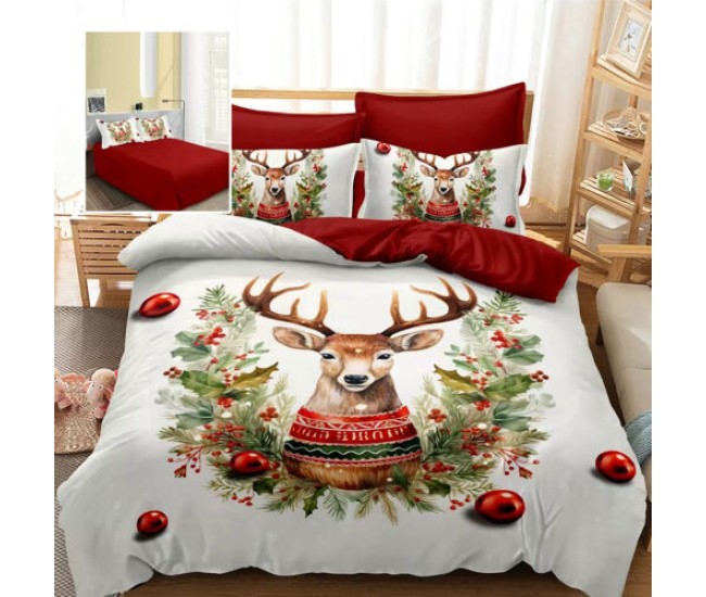Lenjerie pat finet 3d 6 piese craciun f-xmas83 Lenjerie pat finet 3d 6 piese craciun f-xmas83